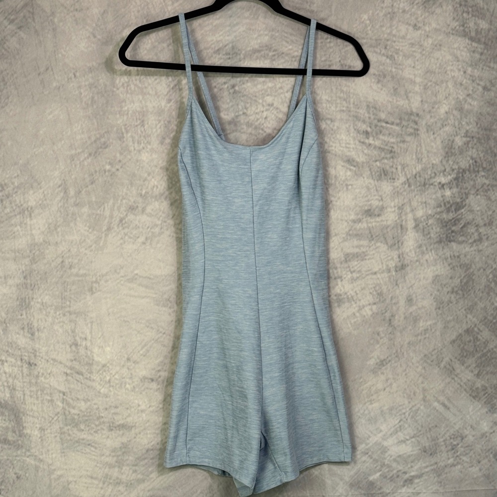 Victorias Secret Light Blue Cross Back Romper Activewear Sz XL tennis gym yoga